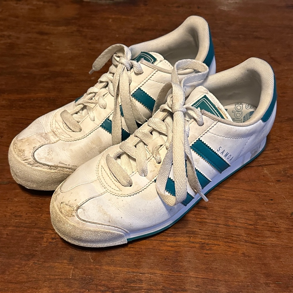 Adidas teal white Samoa Sneakers Sz 8.5
